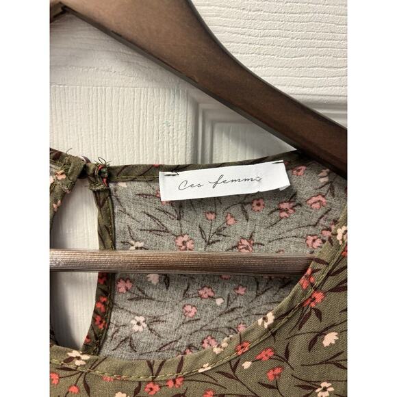 Ces Femme Green and Floral Dress M - Picture 3 of 7
